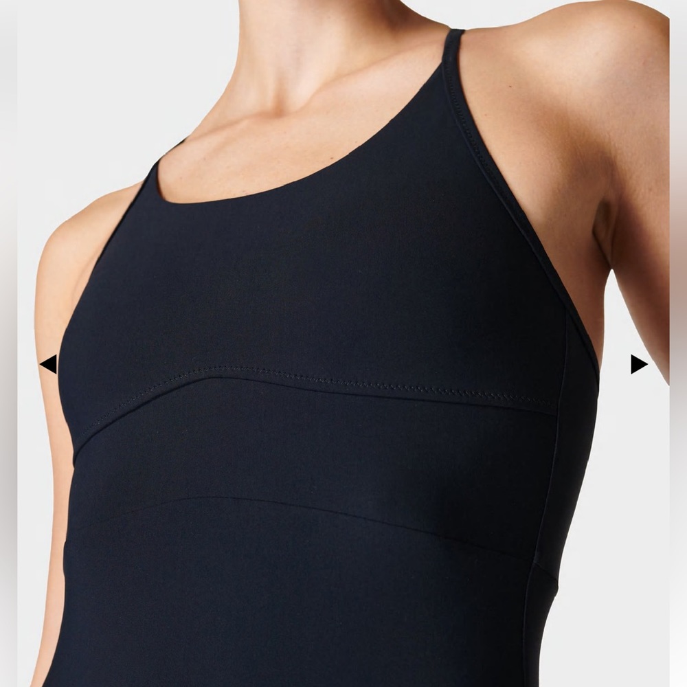 New Sweaty Betty Aqua Xtra Life One Piece Swimsuit Black Cut Out Back Sz S - Picture 2 of 11